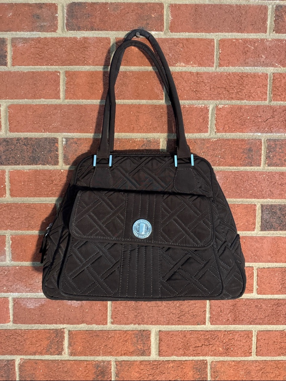 Vera Bradley Brown Turn Lock Quilted Sachel